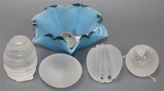 Tessa Clegg (b. 1946), a pate de verre frosted blue glass bowl and four other items,